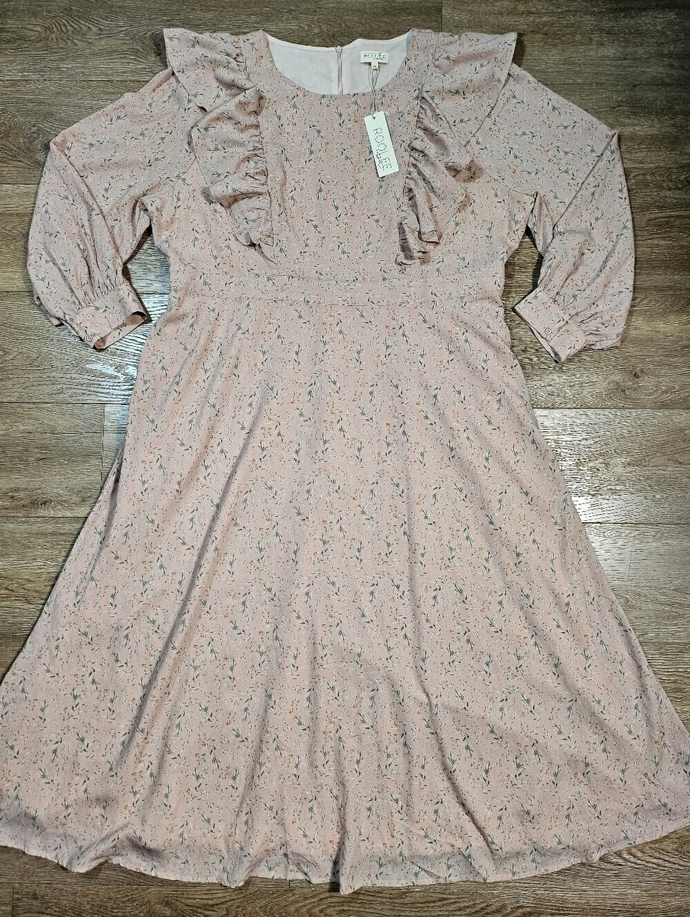 NWT Roolee True Love's Kiss Blush Pink Floral Nursing Mom Ruffle Maxi Dress - Picture 13 of 16